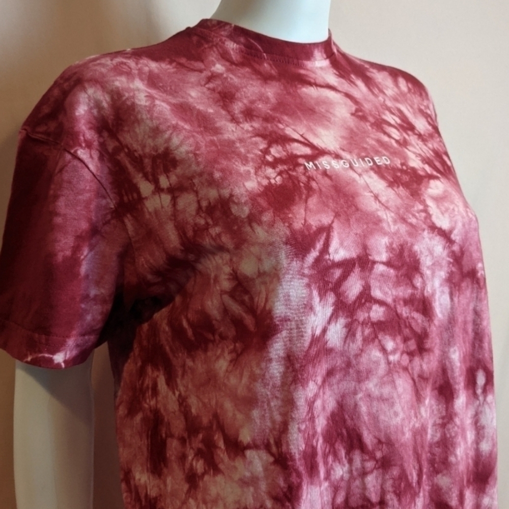 Missguided Short Sleeve Basic Raspberry Tie Dye T… - image 2